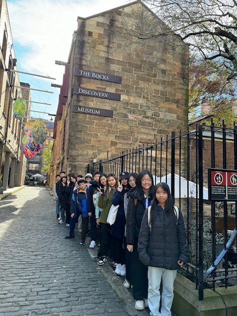 Study tour students lining up outside The Rocks Discovery Museum in Sydney