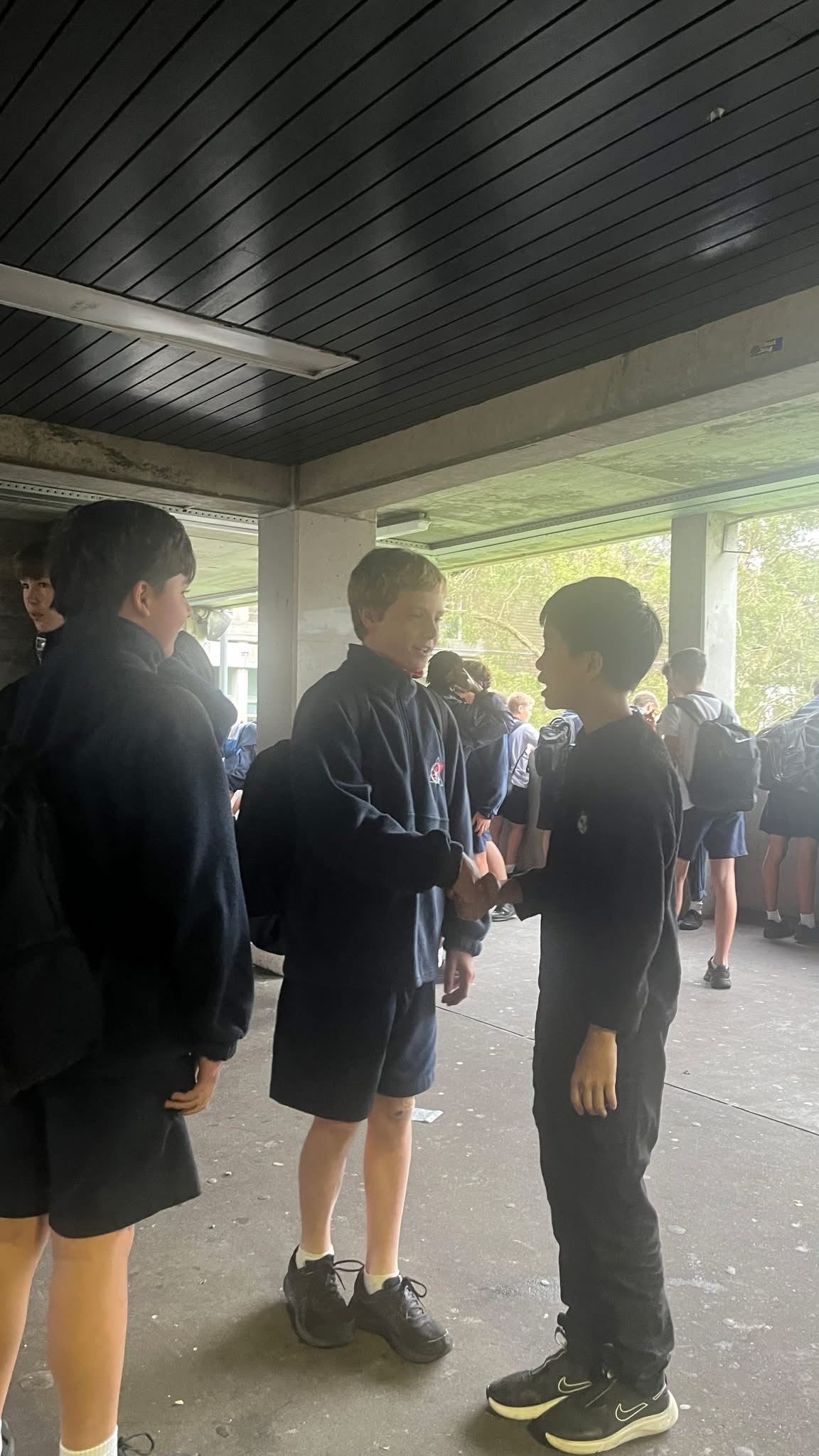 Students chatting together during a school visit